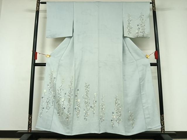 平和屋着物▽訪問着　単衣　絞り　草花文　正絹　逸品　AABJ1563jh