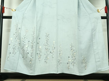 平和屋着物▽訪問着　単衣　絞り　草花文　正絹　逸品　AABJ1563jh