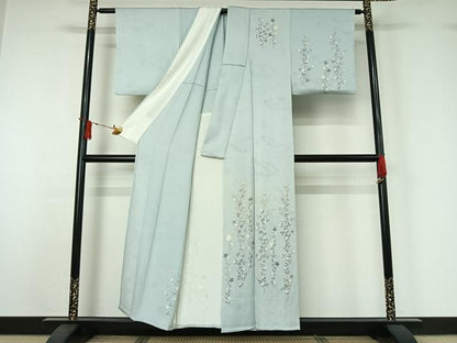 平和屋着物▽訪問着　単衣　絞り　草花文　正絹　逸品　AABJ1563jh