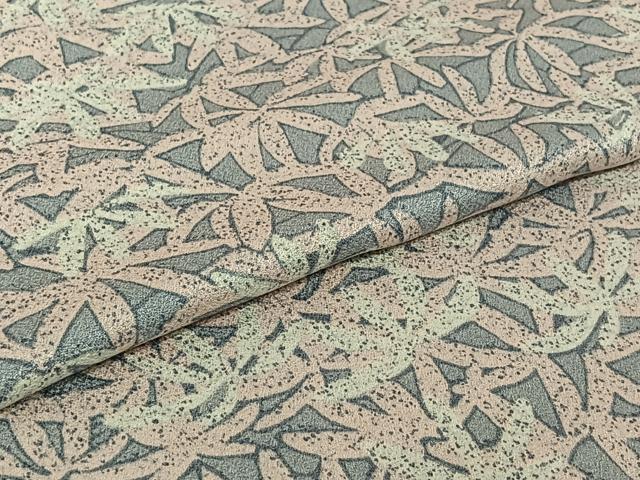 平和屋着物▽上質な小紋　単衣　笹の葉文　正絹　逸品　AABJ1567jh