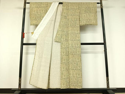 平和屋着物▽上質な小紋　単衣　草花文　正絹　逸品　AABJ1570jh