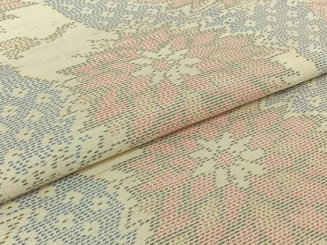 平和屋着物▽本場大島紬　白大島　単衣　地紙花文　正絹　逸品　AABJ1571jh