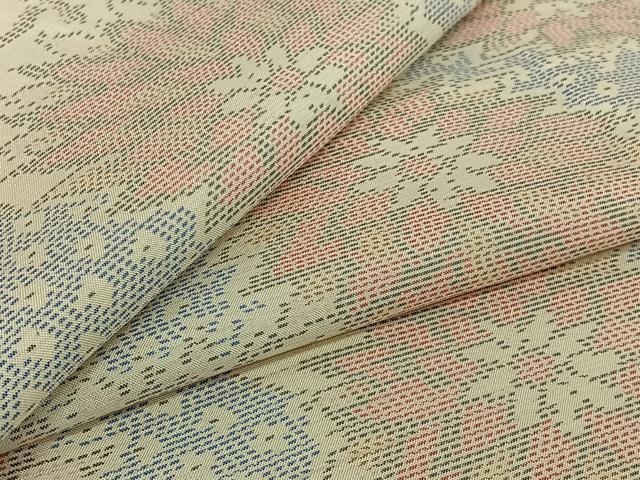 平和屋着物▽本場大島紬　白大島　単衣　地紙花文　正絹　逸品　AABJ1571jh