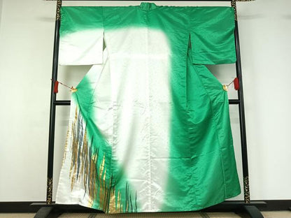 平和屋着物▽訪問着　単衣　霞文　金彩　洗える着物　AABJ1573jh
