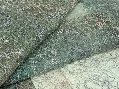 平和屋着物▽道行コート　スリーシーズン　春夏秋　塵除け　オーガンジー　草花文　正絹　逸品　AABJ1575jh