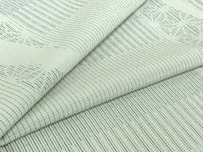 平和屋着物▽本塩沢　単衣　麻の葉横段文　正絹　逸品　AABJ1579jh