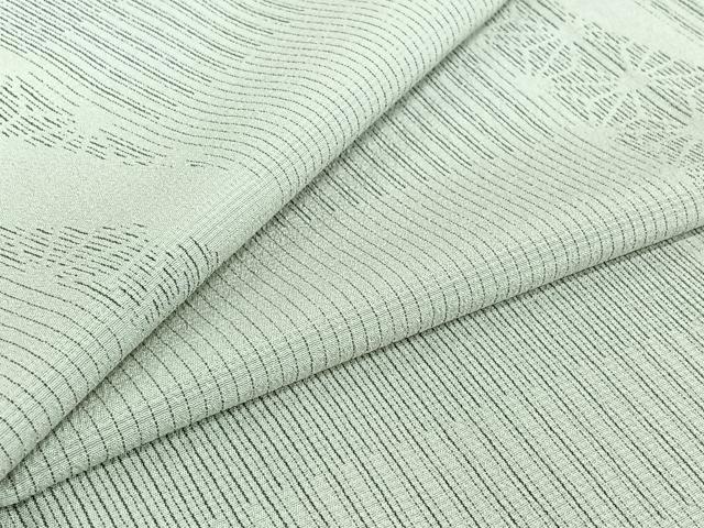 平和屋着物▽本塩沢　単衣　麻の葉横段文　正絹　逸品　AABJ1579jh