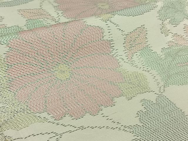 平和屋着物▽本場大島紬　白大島　単衣　草花文　正絹　逸品　AABJ1581jh