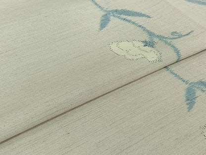 平和屋着物▽上質な紬　単衣　草花文　正絹　逸品　AABJ1582jh