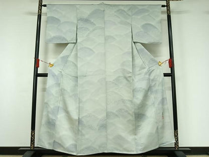 平和屋着物▽染色作家　斉藤三才　小紋　単衣　風景文　暈し染め　正絹　逸品　AABJ1583jh