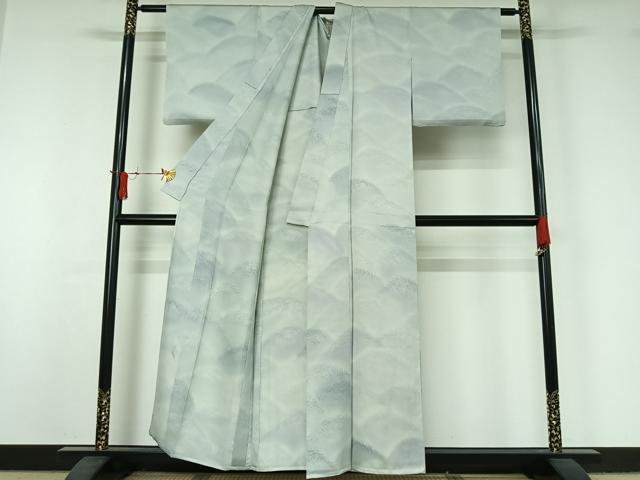 平和屋着物▽染色作家　斉藤三才　小紋　単衣　風景文　暈し染め　正絹　逸品　AABJ1583jh