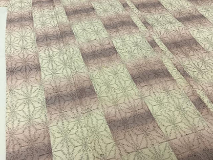平和屋着物▽上質な紬　単衣　麻の葉文様　正絹　逸品　AABJ1584jh