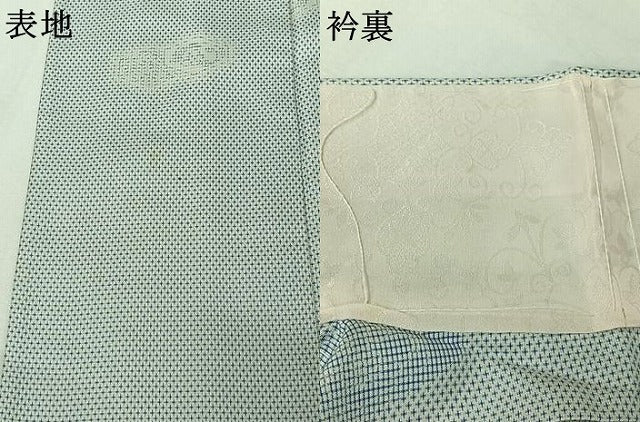 平和屋着物▽上質な紬　単衣　亀甲花文　正絹　逸品　AABJ1585jh