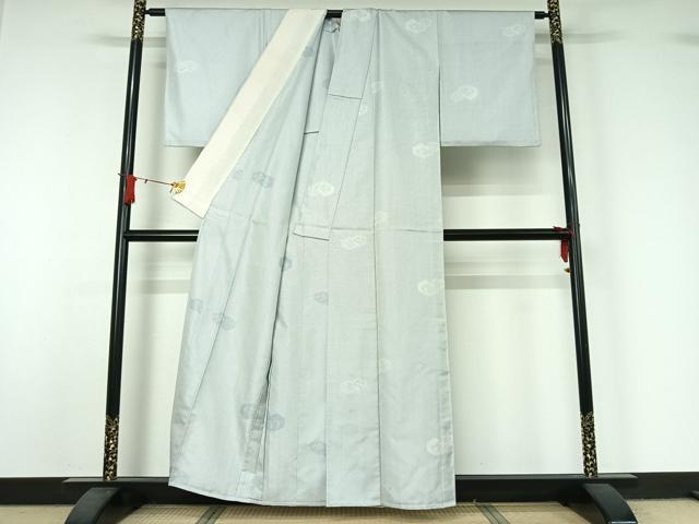 平和屋着物▽上質な紬　単衣　亀甲花文　正絹　逸品　AABJ1585jh