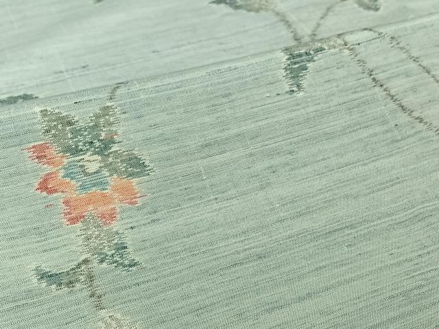 平和屋着物▽上質な紬　単衣　草花文　正絹　逸品　AABJ1586jh