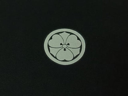 平和屋着物▽男性　黒紋付　単衣　暗黒色　正絹　逸品　AABJ1587jh