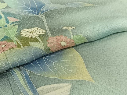 平和屋着物▽訪問着　単衣　飾花文　暈し染め　金彩　正絹　逸品　AABJ1593jh