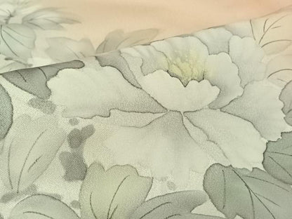 平和屋着物▽訪問着　単衣　手描き　草花文　暈し染め　正絹　逸品　AABJ1597jh