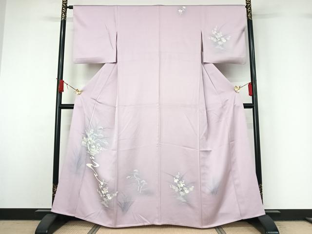 平和屋着物▽訪問着　単衣　風景流水花文　正絹　逸品　AABJ1598jh