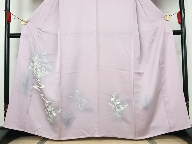 平和屋着物▽訪問着　単衣　風景流水花文　正絹　逸品　AABJ1598jh