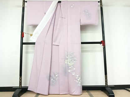 平和屋着物▽訪問着　単衣　風景流水花文　正絹　逸品　AABJ1598jh