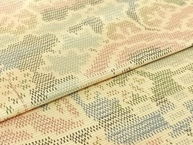 平和屋着物▽上質な紬　単衣　風景文　正絹　逸品　AABJ1599jh