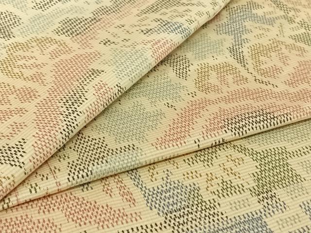 平和屋着物▽上質な紬　単衣　風景文　正絹　逸品　AABJ1599jh