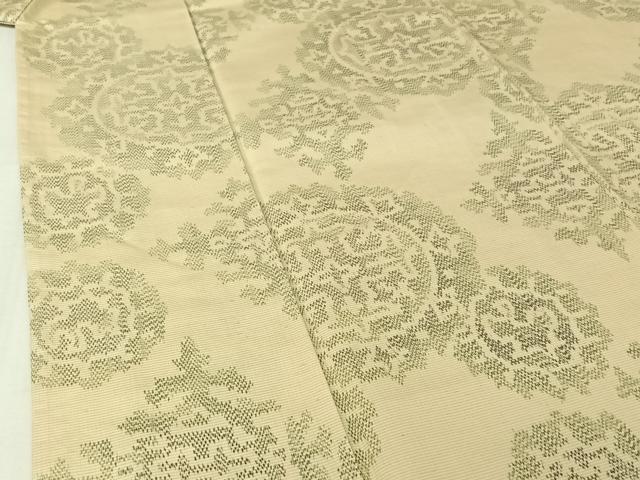 平和屋着物▽上質な紬　単衣　正倉院花文　正絹　逸品　AABJ1601jh