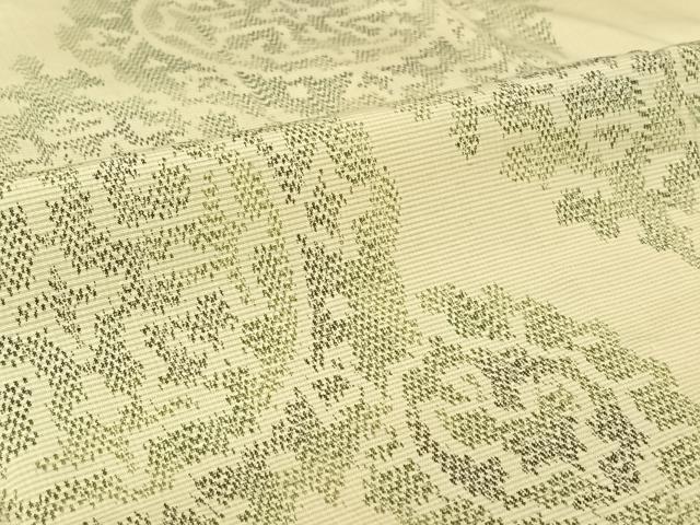 平和屋着物▽上質な紬　単衣　正倉院花文　正絹　逸品　AABJ1601jh