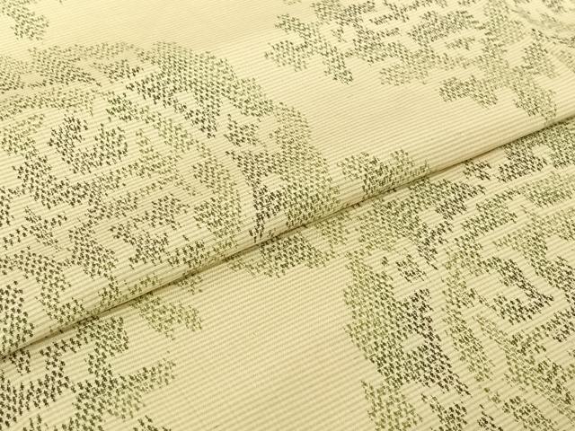 平和屋着物▽上質な紬　単衣　正倉院花文　正絹　逸品　AABJ1601jh