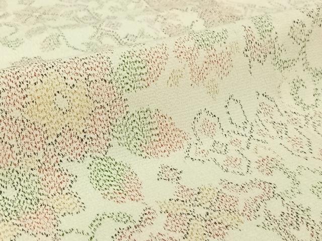 平和屋着物▽本塩沢　単衣　草花文　正絹　逸品　AABJ1603jh