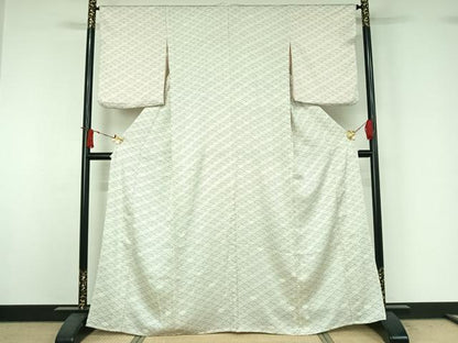 平和屋着物▽上質な小紋　単衣　青海波　正絹　逸品　AABJ1604jh