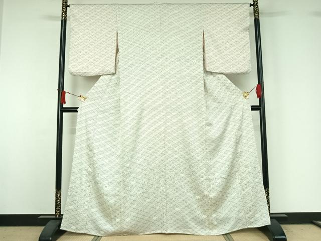 平和屋着物▽上質な小紋　単衣　青海波　正絹　逸品　AABJ1604jh