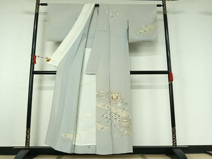 平和屋着物▽訪問着　単衣　吉祥鳳凰花文　金彩　正絹　逸品　AABJ1605jh