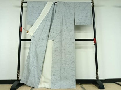 平和屋着物▽本場大島紬　単衣　7マルキ　花尽くし　正絹　逸品　AABJ1608jh