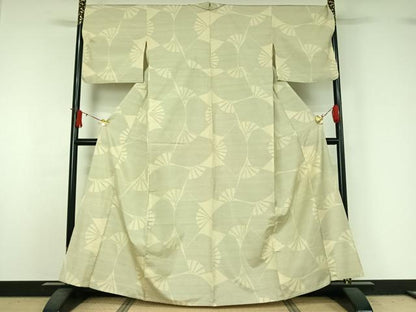 平和屋着物▽本場大島紬　単衣　舞扇文　正絹　逸品　AABJ1609jh