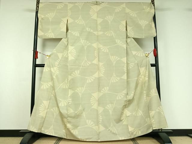 平和屋着物▽本場大島紬　単衣　舞扇文　正絹　逸品　AABJ1609jh