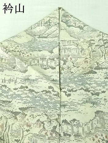 平和屋着物▽上質な紬　単衣　風景文　正絹　逸品　AABJ1610jh