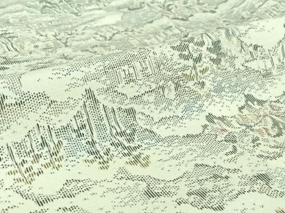 平和屋着物▽上質な紬　単衣　風景文　正絹　逸品　AABJ1610jh