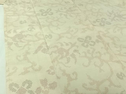 平和屋着物▽上質な紬　単衣　花唐草文　正絹　逸品　AABJ1612jh