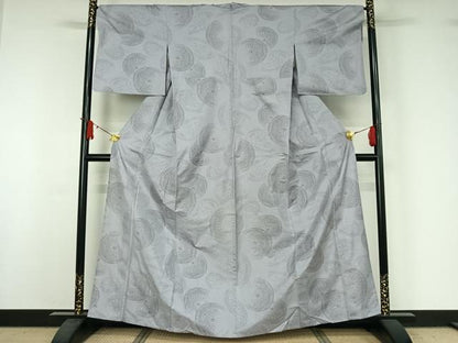 平和屋着物▽本場大島紬　単衣　9マルキ　源氏車文　正絹　逸品　AABJ1613jh