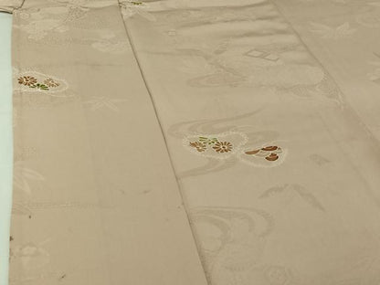平和屋着物▽上質な小紋　単衣　絞り　地紋起こし　飾花文　正絹　逸品　AABJ1615jh