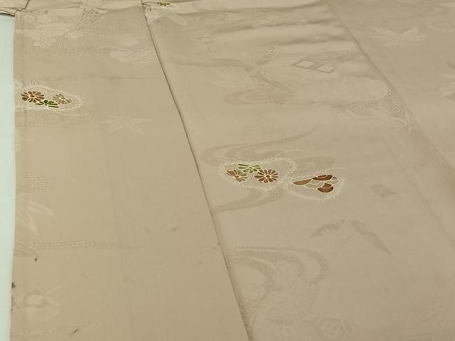 平和屋着物▽上質な小紋　単衣　絞り　地紋起こし　飾花文　正絹　逸品　AABJ1615jh