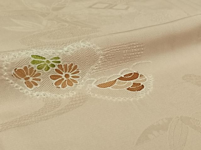 平和屋着物▽上質な小紋　単衣　絞り　地紋起こし　飾花文　正絹　逸品　AABJ1615jh