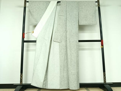 平和屋着物▽上質な小紋　単衣　草花文　正絹　逸品　AABJ1617jh
