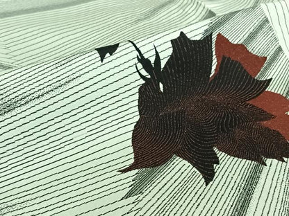 平和屋着物▽お召　単衣　草花文　銀糸　正絹　逸品　AABJ1618jh