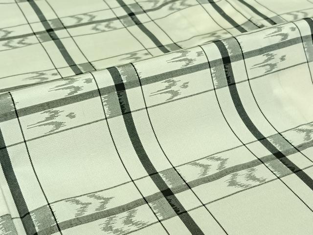 平和屋着物▽上質な紬　単衣　琉球絣文様　正絹　逸品　AABJ1619jh