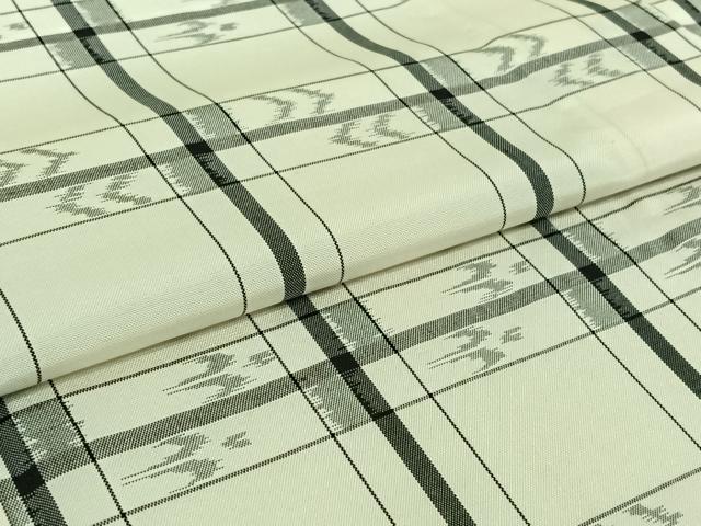 平和屋着物▽上質な紬　単衣　琉球絣文様　正絹　逸品　AABJ1619jh