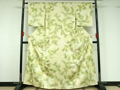 平和屋着物▽上質な小紋　単衣　更紗花文　暈し染め　正絹　逸品　AABJ1620jh