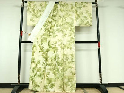 平和屋着物▽上質な小紋　単衣　更紗花文　暈し染め　正絹　逸品　AABJ1620jh